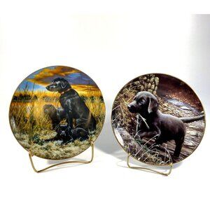 Danbury Mint & Hamilton Plate Set Sporting Dog Black Labrador Retriever Puppy